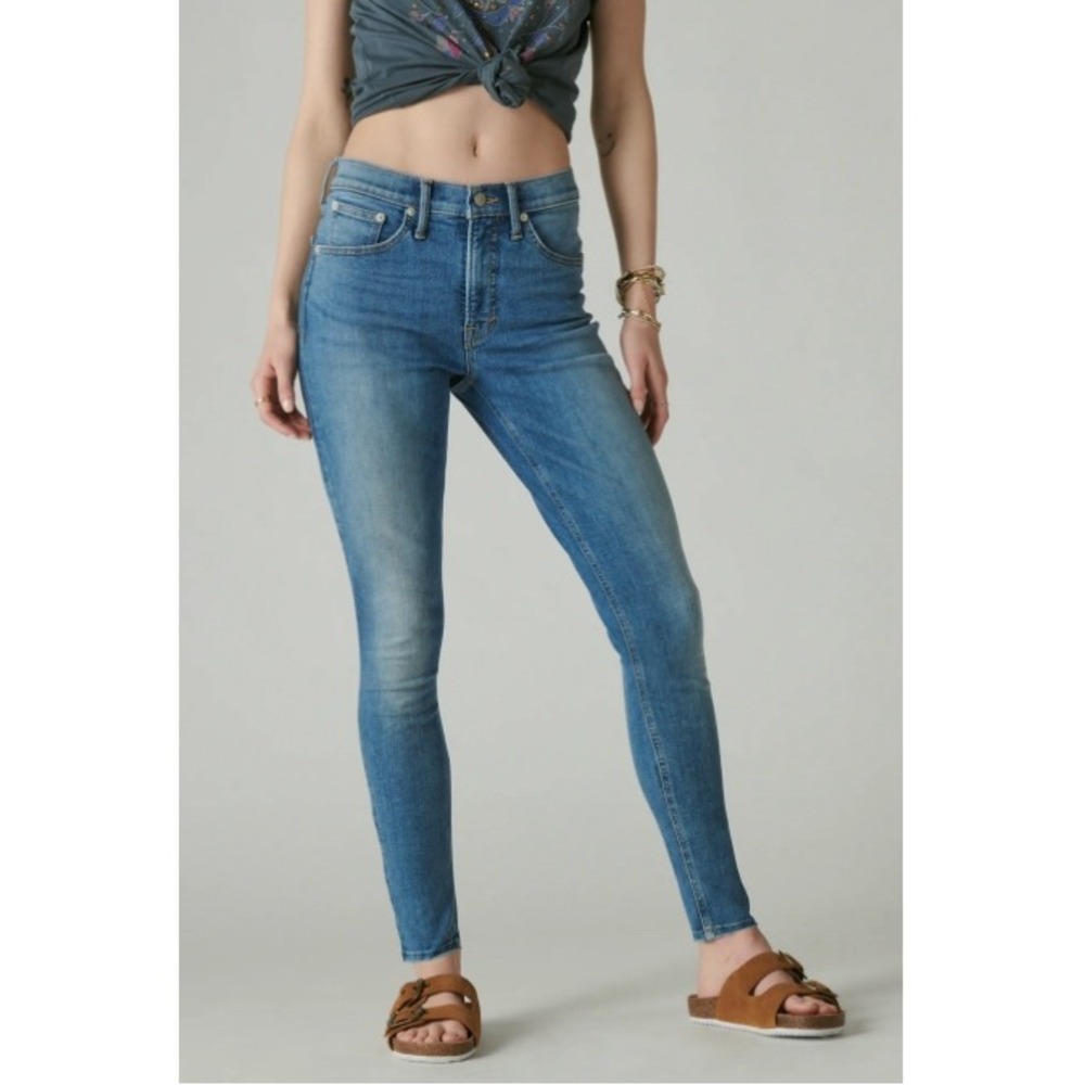 Lucky Brand Women's Bridgette High Rise Skinny Jeans Medium Wash Size 29/8 Boho